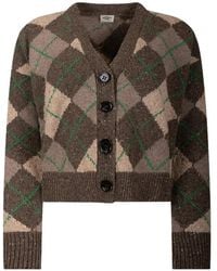 Weekend by Maxmara - Argyle-Knit Button-Up Cardigan - Lyst