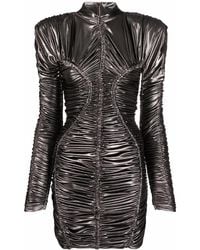 Balmain - Metallic Ruched Detailing Short Dress - Lyst
