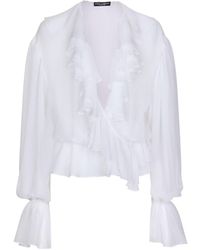 Dolce & Gabbana - Blusa corta con ribete de volantes - Lyst