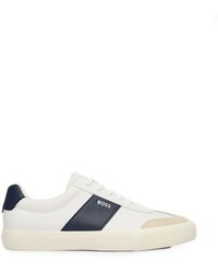 BOSS - Leather-Trim Sneakers - Lyst