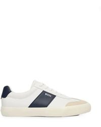 BOSS - Suede-Panelled Logo-Print Sneakers - Lyst