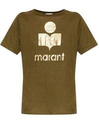 Isabel Marant - Logo-Print Linen T-Shirt - Lyst