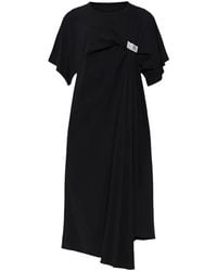 MM6 by Maison Margiela - Gathered Logo-Patch Dress - Lyst