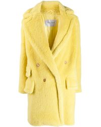 Max Mara Fluffy Double-breasted Coat - Yellow