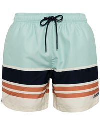 Barbour - Colour-block Striped Swim Shorts - Lyst
