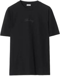 Burberry - Check Cursive Logo Cotton T-Shirt - Lyst