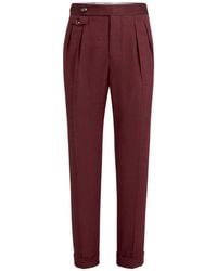 Brunello Cucinelli - Linen And Virgin Wool Chevron Trousers With Double Pleats And Waist Tabs - Lyst