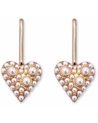 Carolina Herrera - Pearl-embellished Heart Drop Earrings - Lyst
