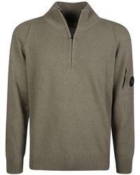 C.P. Company - Lambswool Lens Half Zip Sweater - Lyst