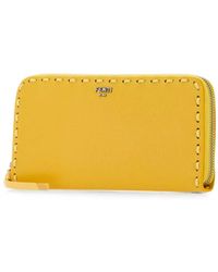 Fendi - Large Selleria Stitch-Trim Leather Wallet - Lyst