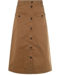 Saint Laurent - Button-Front Midi Skirt - Lyst