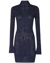 Dondup - Open-Knit Long-Sleeve Mini Dress - Lyst