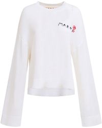 Marni - Logo-embroidered Open-knit Jumper - Lyst