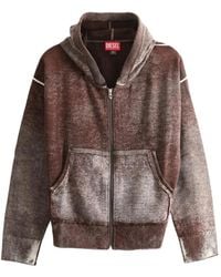 DIESEL - Reverse-Print Hooded Cardigan - Lyst