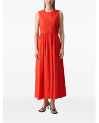 Benetton - Gathered-Waist Cut-Out Sleeveless Midi Dress - Lyst