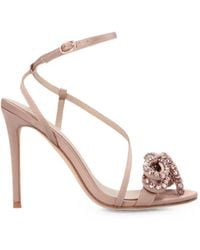 Pinko - Calila 11 Satin Sandals With Bow And Rhinestones - Lyst