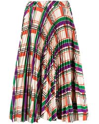 Plan C - Diagonal Check-print Pleated Skirt - Lyst