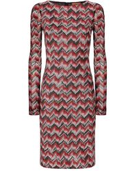 Missoni - Chevron-Pattern Long-Sleeve Midi Dress - Lyst