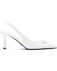 Prada - Brushed Leather Slingback Pumps 75 - Lyst