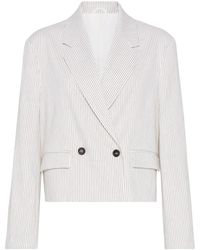 Brunello Cucinelli - Blazer Crop A Righe - Lyst