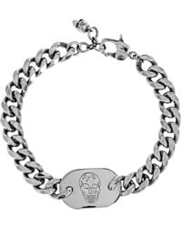 McQueen - スカル カーブチェーンブレスレット - Lyst