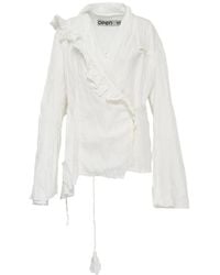 OPEN YY - Unbalanced Ruffled Blouse - Lyst