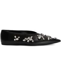 Jil Sander - Crystal-Embellished Pointed-Toe Ballet Flats - Lyst