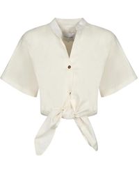 Cala De La Cruz - Blouse Crop À Fermeture Nouée - Lyst