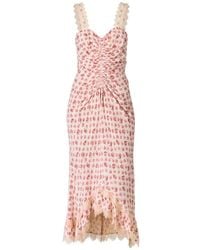 Cinq À Sept - Vestido Largo Stevie Fruncido Con Ribete De Encaje - Lyst