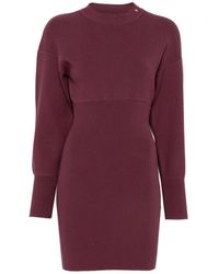 Anine Bing - Imane Ribbed-Knit Long-Sleeve Mini Dress - Lyst