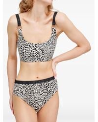 MICHAEL Michael Kors - Leopard-Pattern Logo-Strap Bikini Top - Lyst