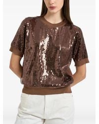 Liu Jo - Sequin-Embellished Short-Sleeve Blouse - Lyst