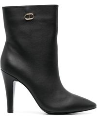 Twinset - Bottines En Cuir À Plaque Logo 105 Mm - Lyst