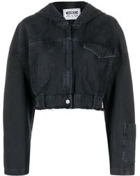 Moschino Jeans - Cropped Denim Hooded Jacket - Lyst