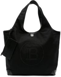 Balmain - Logo-embroidery Tote Bag - Men's - Cotton/polyester/calfskin/polyurethane Resinpolyurethanecalfskincotton - Lyst