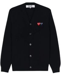 COMME DES GARÇONS PLAY - Heart-Patch Wool Cardigan - Lyst