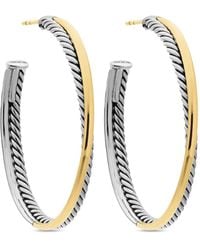 David Yurman - Pendientes de aro Crossover de 44 mm en oro amarillo de 18 ct y plata de ley - Lyst