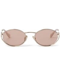Miu Miu - Logo Oval-Frame Sunglasses - Lyst