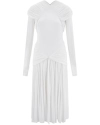 Ferragamo - Draped Midi Dress - Lyst