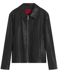 HUGO - Leather Jacket - Lyst