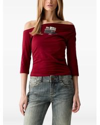 Miss Sixty - Logo-Patch Off-Shoulder T-Shirt - Lyst