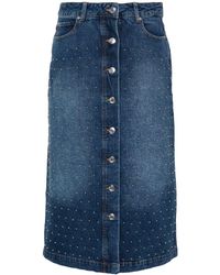 Munthe - Lally Stud-embellished Denim Skirt - Lyst