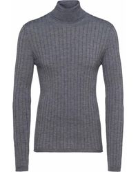Prada - Ribbed Roll Neck Jumper - Lyst
