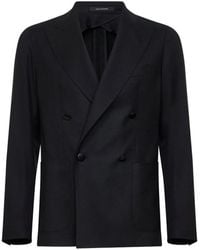 Tagliatore - Double-Breasted Peak-Lapel Blazer - Lyst