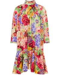Moschino - Floral-Print Ruffled Mini Dress - Lyst