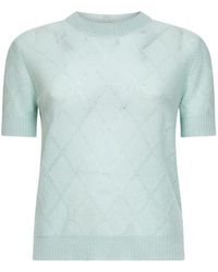 Blanca Vita - Diamond-Stitch Buttoned Sweater - Lyst