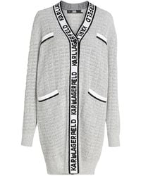 Karl Lagerfeld - Bouclé Longline Cardigan - Lyst