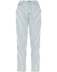 Philipp Plein - Distressed Rhinestone-embellished Jeans - Lyst