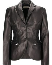 Magda Butrym - Stitch Waist Leather Blazer - Lyst