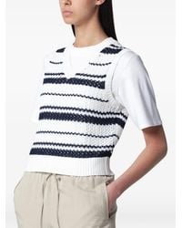 DUNST - Chunky-Knit V-Neck Striped Vest - Lyst